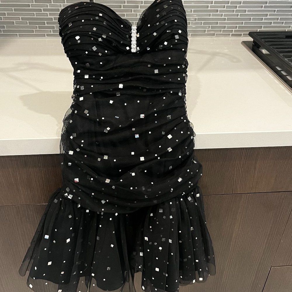 NWOT Betsy & Adam By Linda Bernell Sequined Ruched Cocktail Party Dress